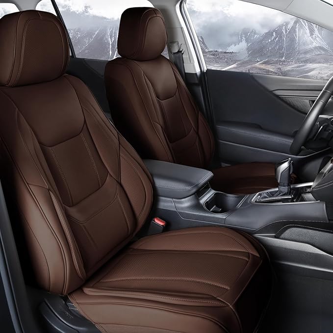 Coverland Custom SUV Car Seat Covers Front Seats for [2020-2026 Genesis GV80] - Protector Car Seat Cover Water Resistant Leather Memory Form Back Support Seat Cushion [Front-Dark Brown]