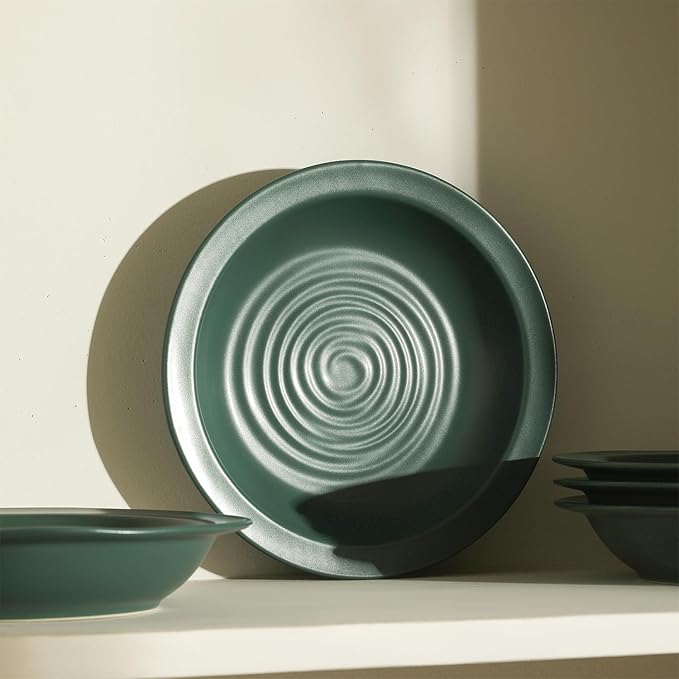 Stone Lain Orbit 4-Piece Pasta Bowl Set Stoneware, Green