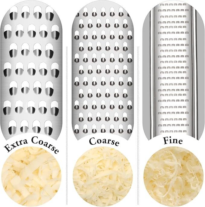 Cambom Lemon Zester Grater Three-piece Suit - Heavy Duty Kitchen Tool for Parmesan Cheese, Ginger, Garlic, Nutmeg, Chocolate, Vegetables，Fruits，Stainless Steel Grater Dishwasher Safe Clear
