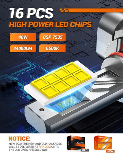 SEALIGHT HB4/9006 LED Bulb, 900% Super Bright, 6500K White Light, Real 1:1 Size, Plug and Play, IP68 Waterproof, 2 Pack