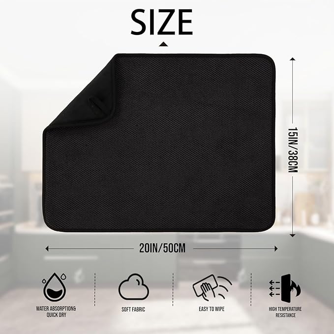 2 Pack Microfiber Dish Drying Mat