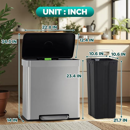 FDW 16 Gallon / 60 L Garbage Can Kitchen Trash Can
