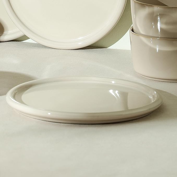 Stone Lain Eden 4-Piece Salad Plate Set Stoneware, Beige