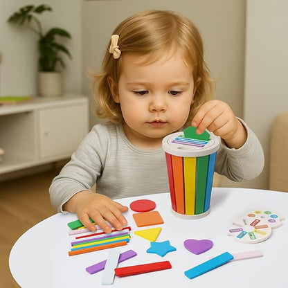 Shape & Color Sorting Montessori Toys for Toddlers 1-3, Wooden Sensory Toys, Preschool Learning Activities Matching Game, Educational Toy for Fine Motor Skills, Travel Gift for Boys Girls