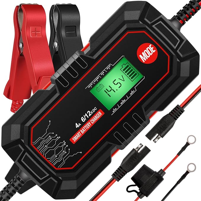 Sailvono 4A Battery Charger, 6V and 12V Smart Trickle Charger, 10-Stages 14.6