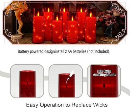 Flameless Candles with Embedded Star String, Battery Operated LED Pillar