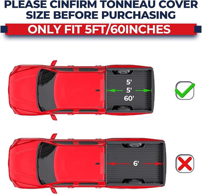 MOSTPLUS 5FT Tri Fold Soft Folding Truck Bed Tonneau Cover Compatible with Nissan Frontier 2005-2025 2026 Fleetside/Suzuki Equator 2009-2014 On Top 60Inch