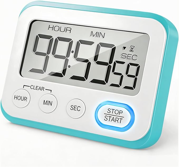 Digital Kitchen Timer Magnetic Loud Alarm, Large LCD Screen Silent/Beeping