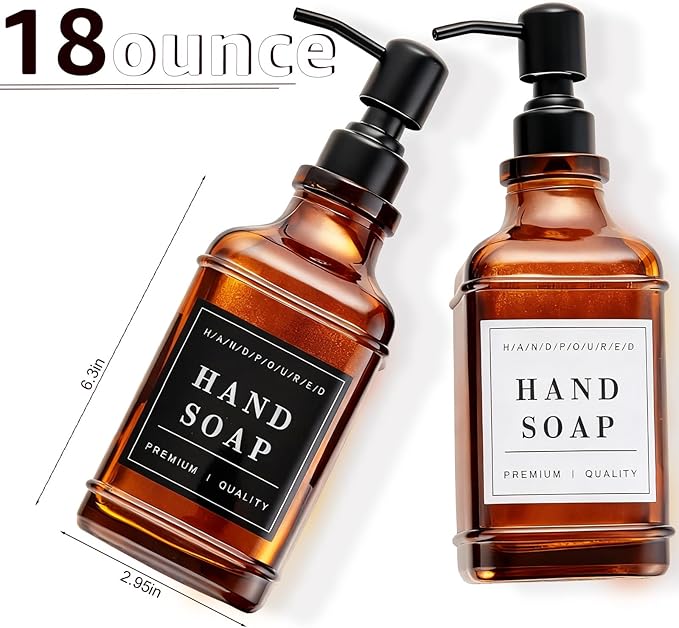 Amber Glass Soap Dispenser
