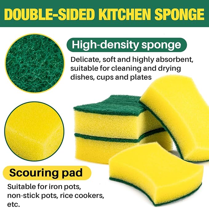 MAQIHAN 18PCS Heavy Duty Scrub Sponge