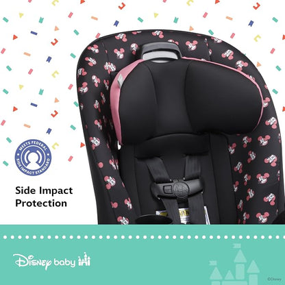 Disney Baby Ellaris 3-in-1 Convertible Car Seat, Slim Fit Design, Rear & Forward-Facing, 5-Position Headrest, 3-Across Fit, Travel-Friendly with Machine-Washable Seat Pad, Minnie Charm