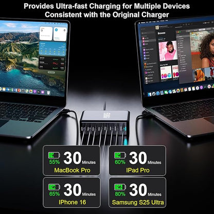 500W USB C Charger Block, 8-Port Fast USB Charging Station Dual PD 100W GaN Ⅲ