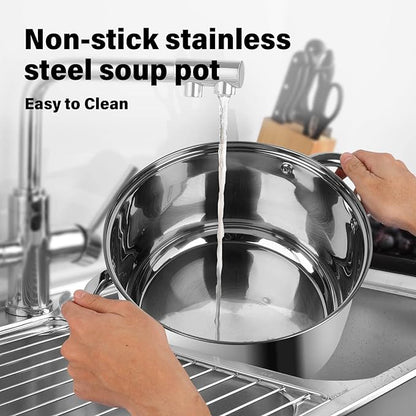 10 Quart soup Pot with Glass Lid, Premium Food-Grade Stainless Steel Stock Pot