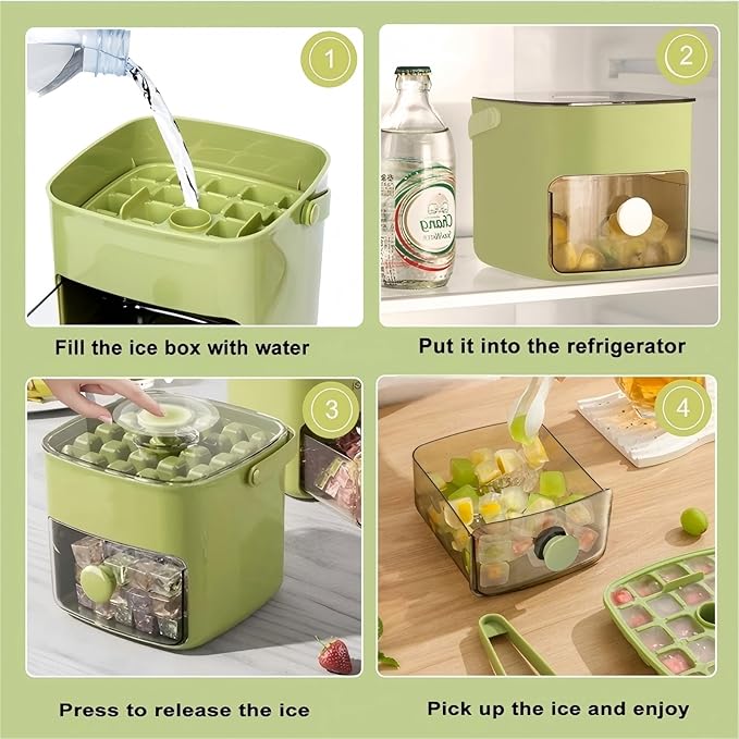 Ice Cube Tray with Lid & Bin Ice Maker