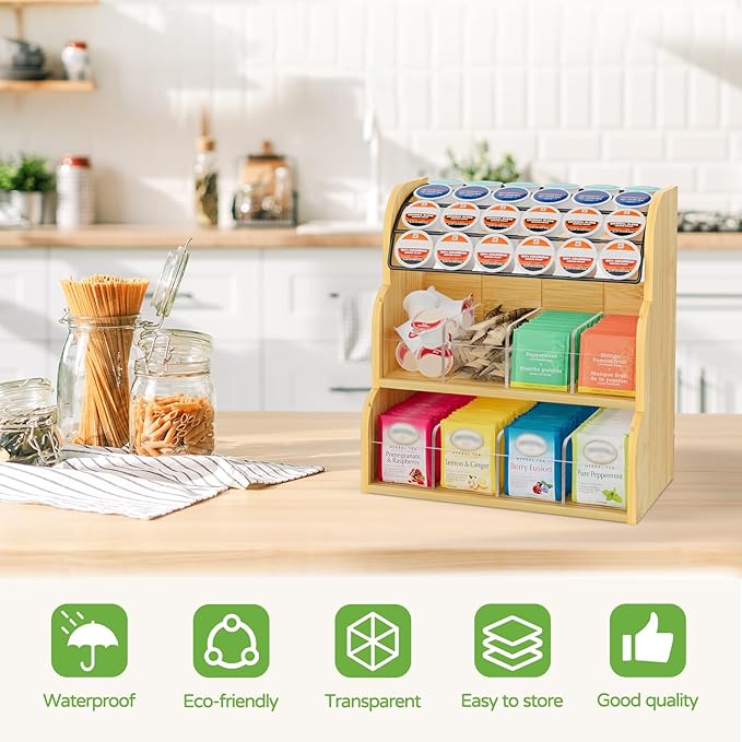 LASZOLA Bamboo Tea Bag and Coffee Holder Organizer