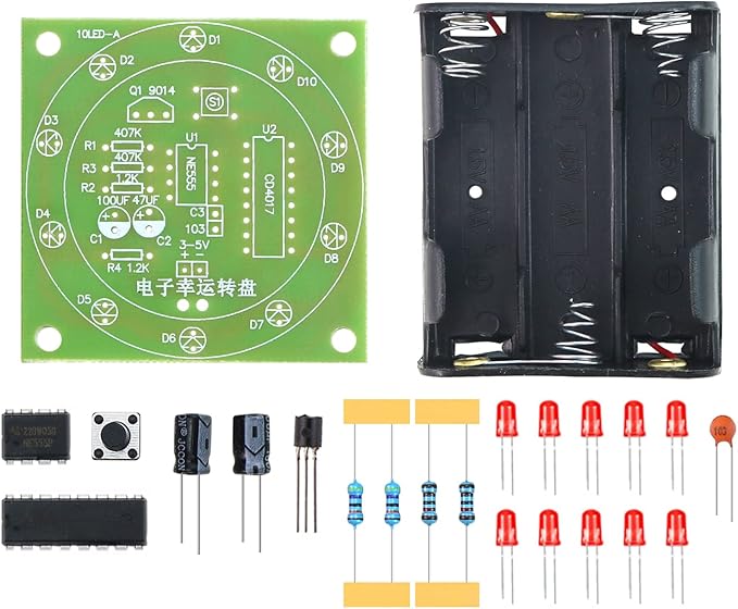 Soldering Practice Kit Electronic Lucky Wheel DIY Soldering Kit - Fun Probability Game & STEM Learning Tool (Includes LEDs/9014 Transistor/Capacitors & Resistors) for Beginners & Science Class