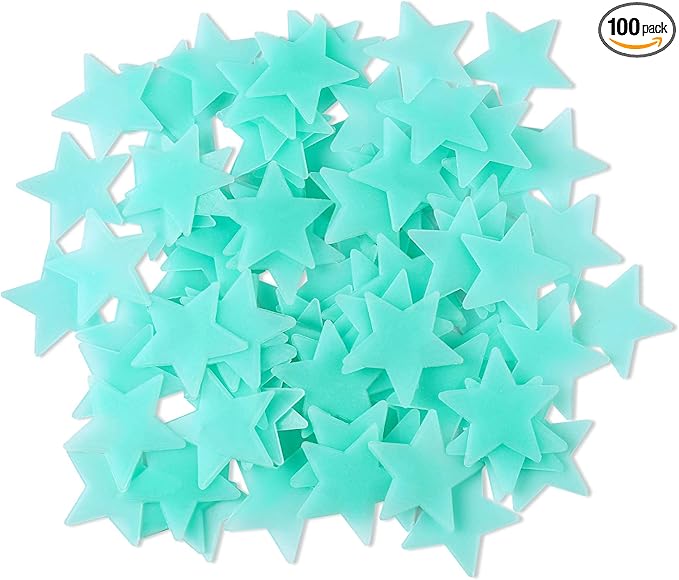 AM AMAONM 100 Pcs Blue Glow in The Dark Luminous Stars Fluorescent Noctilucent Plastic Wall Stickers Murals Decals for Home Art Decor Ceiling Wall Decorate Kids Babys Bedroom Room Decorations