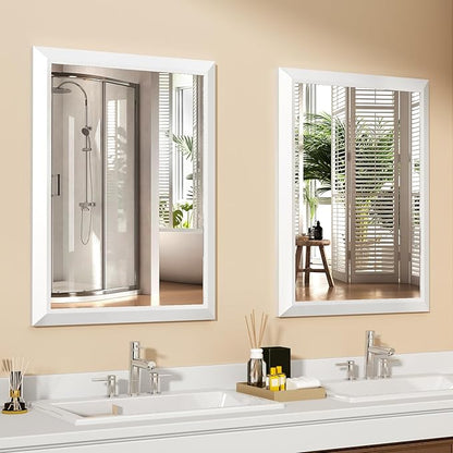SMIROR Matte White Bathroom Mirror