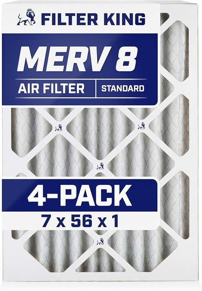 Filter King 7x56x1 Air Filter | 4-PACK | MERV 8 HVAC Pleated A/C Furnace