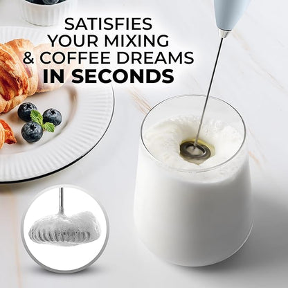 Zulay Powerful Milk Frother for Coffee with Powerful Motor - Handheld Frother Electric Whisk, Milk Foamer, Mini Mixer and Coffee Blender Frother for Frappe, Latte, Matcha, No Stand - Storm