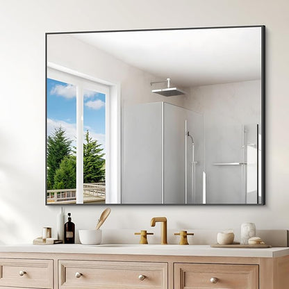 Black Bathroom Mirror for Wall, 30x36 Inch Rectangle Mirrors
