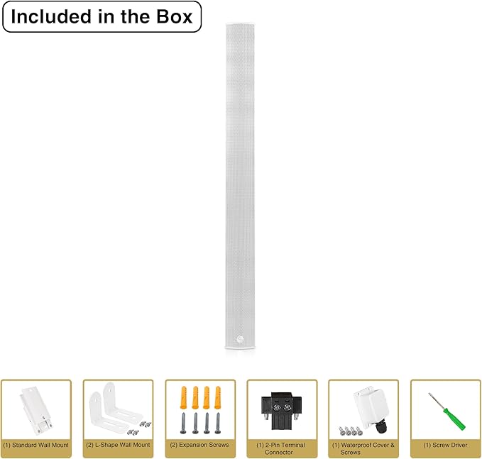 Sound Town Weatherproof Compact Aluminum Line Array Column Speaker