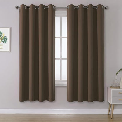 DUALIFE Brown Curtains 72 Inch Length 2 Panels Coffee Color Curtains