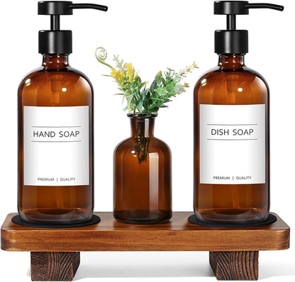KASUNTING Amber Glass Soap Dispenser