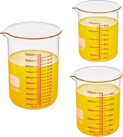 High Borosilicate Glass Measuring Cup Set-V-Shaped Spout，Includes 250ml