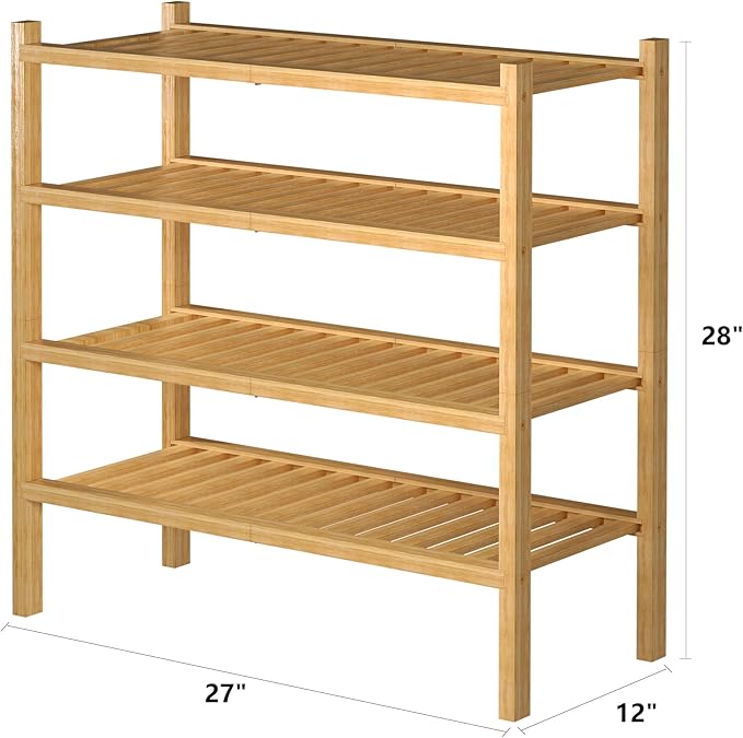 ROMGUAR CRAFT 4 Tier Bamboo Shoe Rack