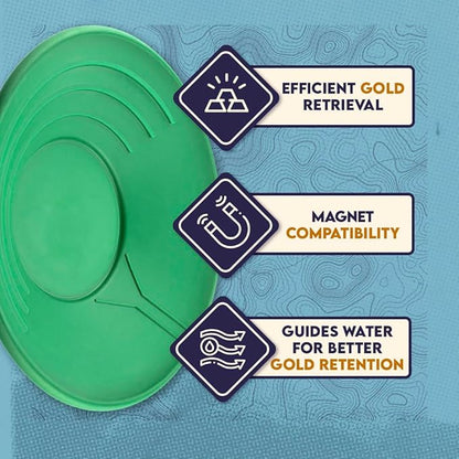 SE 14 Inch Gold Panning Pan - Three Riffles for Easier Mining and Prospecting (4 Pack Green)