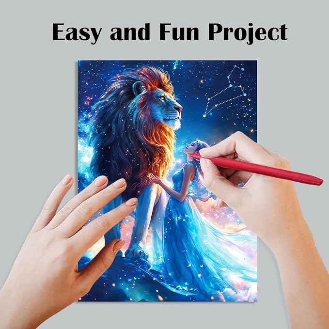 Georgie Porgy Scratch Paper Art Set for Kids Adults Magic Rainbow Scratchboards for DIY Arts and Crafts Kits Christmas Birthday Gift with Scratching Tools Kit (A4-Noctilucent Beast + Constellation)