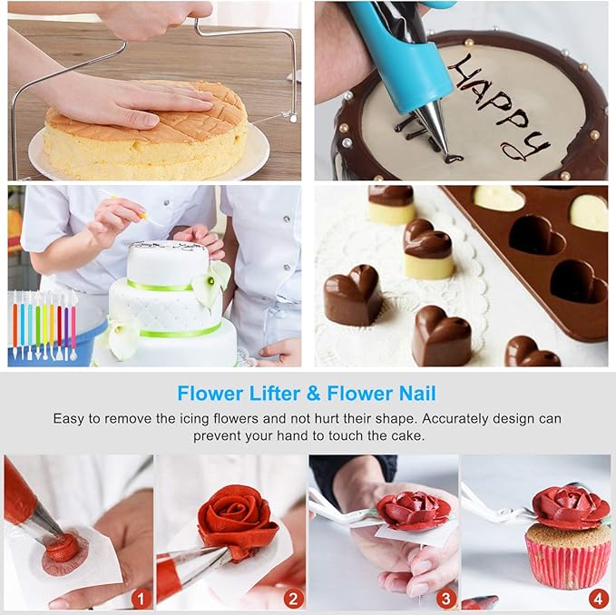 Cake Decorating Supplies, Cake Rotating Turntable, 48 Piping Icing Tips