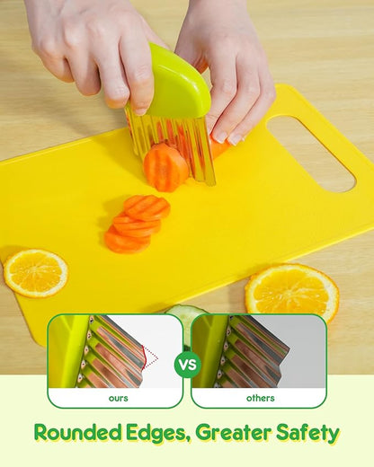38 Pcs Kids Knife Set, BPA Free Montessori Kitchen Cooking Tools-Kid Safe Knifes, Crinkle Cutters, Avocado Slicer, Cutting Board, Peeler, Apron Gloves Set, Kitchen Tools for 3+ Year Old Girl Boy