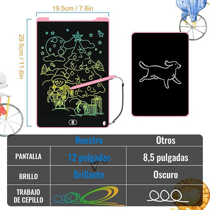 2 Pack 12 Inch LCD Writing Tablet for Kids, Colorful Doodle Board, Eye Protection Drawing Tablet with Lock & Erase FUNC, Learning Gifts and Trip Toy for 3-8 Years Old Boys and Girls - Pink