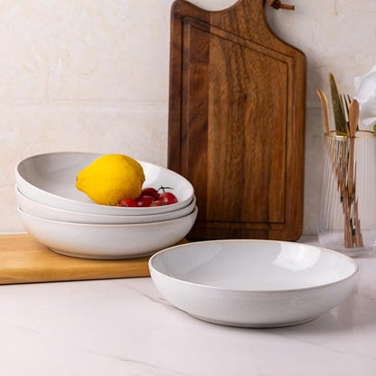 AmorArc 8.5'' Large Ceramic Pasta Bowls, 36oz Stoneware Pasta Serving Bowls Set of 6 for Kitchen, Wide Bowls for Pasta,Salad,Oatmeal, Microwave Safe, Reactive-Color