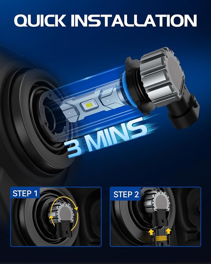 Laxmas 9005 Bulbs 28,000LM Brightness Fog Light, 6500K Wider Vision Cool White, Plug and Play, Pack of 2
