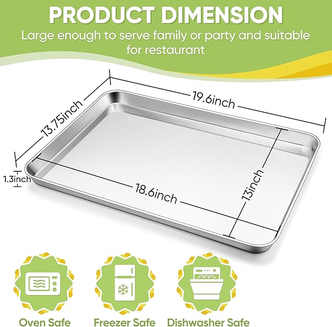 TeamFar Stainless Steel Baking Sheet, 20’’ x 14’’ Large Baking Sheet Pan