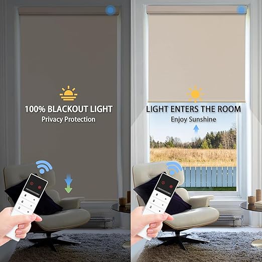 Motorized Blinds with Remote, Automatic Window Shades Work with