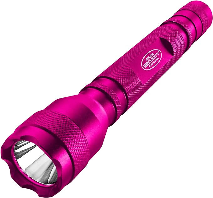 Police Security Maiden Ultra Bright LED Flashlight -180 Lumens -150 Meter Beam Distance -Small, Powerful, Compact & Water Resistant - EDC, Home Security & Camping Battery Powered Flashlight - Pink