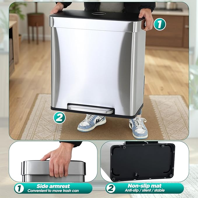 FDW 16 Gallon / 60 L Garbage Can Kitchen Trash Can