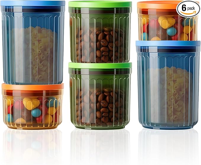 THKAILAR 6-Pack Airtight Food Storage Containers, Coffee-Tinted UV Blocking (10oz/17oz/24oz) for Kitchen Pantry Organization, Leakproof BPA-Free Snap-Lock Lids for Dry Food,Flour,Nuts,Grains,Coffee