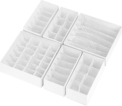 6 Pack Sock Underwear Drawer Organizer Dividers, 58 Cell Foldable Fabric