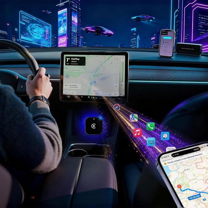 2 in 1 CarPlay Adapter for Nissan Altima 2019 2020 2021 2022 2023 2024 2025 2026, CarPlay Wireless Adapter with Auto Reconnect Fast Pairing Bluetooth Connection Compact USB Dongle