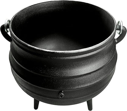 Cuisiland 14QT Cast Iron Potjie Cauldron Pot with Lid & 3 Legs – Pre-Seasoned South African-Style Campfire Pot for Outdoor Cooking, Soups, Stews & Braising – Heavy-Duty Cast Iron Dutch Oven