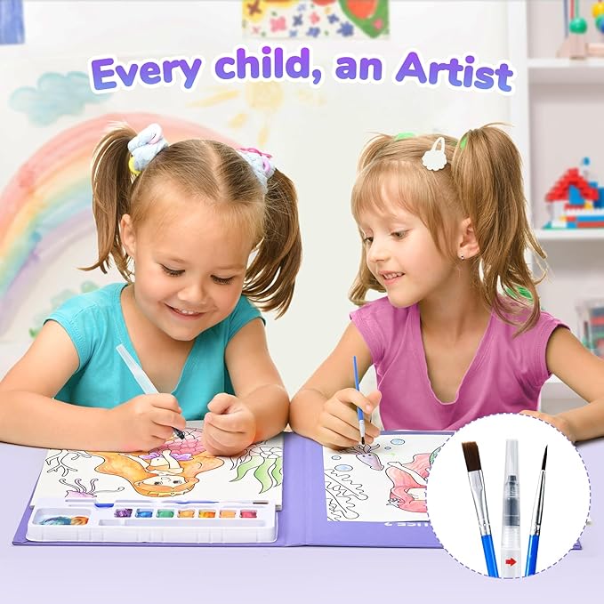 JoyCat Paint with Water Coloring Books for Toddlers, Watercolor Painting Sets for Kids Ages 3-5 4-8, Arts and Crafts Drawing Activities Toy Birthday Gift for Boys Girls (Underwater World)