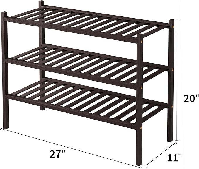 ROMGUAR CRAFT 3 Tier Bamboo Shoe Rack