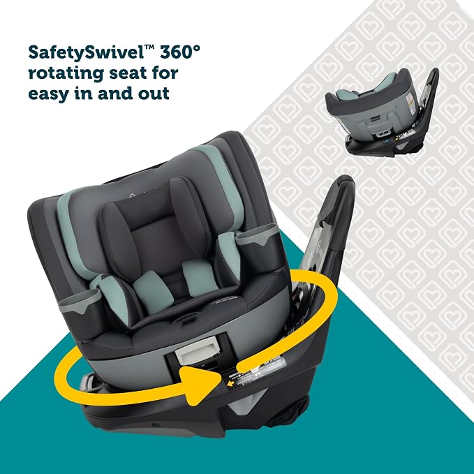 Safety 1st Turn and Go 360 ST 360 Rotating Car Seat, SafetySwivel, SecureTech Installation, All-in-One Convertible Car Seat, 3-in-1 Rear-Facing, Forward-Facing, Booster, 5-100 lbs, Dark Triad