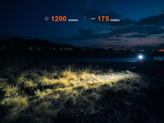 Fenix HM55R Rechargeable Headlamp, 1200 Lumen Spotlight Floodlight & Red Light, Lightweight, Long Runtime, USB-C Charging, Waterproof for Camping, Hiking, Running with Lumentac Organizer (Nebular)