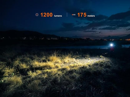 Fenix HM55R Rechargeable Headlamp, 1200 Lumen Spotlight Floodlight & Red Light, Lightweight, Long Runtime, USB-C Charging, Waterproof for Camping, Hiking, Running with Lumentac Organizer (Nebular)